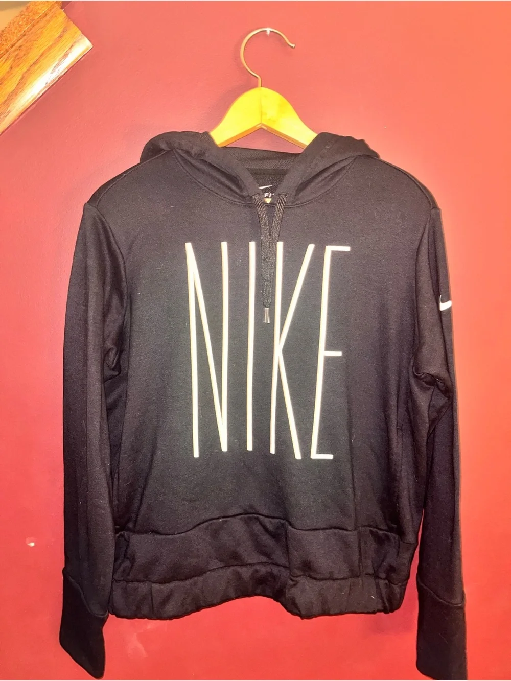 Women’s Black Hoodie with Vertical NIKE Logo